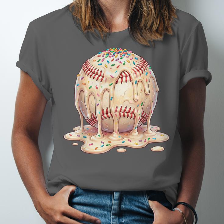 Baseball Drip Ice Cream Melting Illustration Unisex Jersey T-Shirt