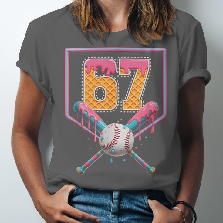 Baseball Drip Number 67 Fun Six Seven 6 7 Meme Unisex Jersey T-Shirt