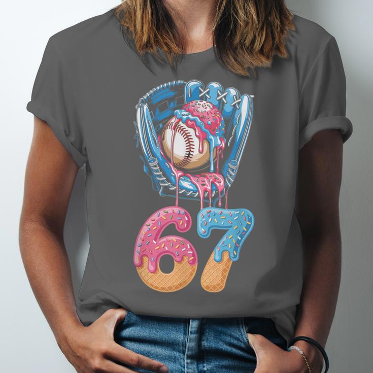 Baseball Drip Number 67 Player 67th Birthday Ice Cream 67 Unisex Jersey T-Shirt