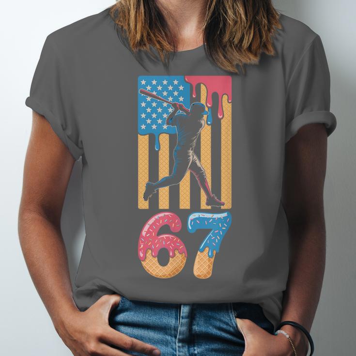 Baseball Drip USA Flag 67 Player 67th Birthday Ice Cream 67 Unisex Jersey T-Shirt Baseball Drip USA Flag 67 Player 67th Birthday Ice Cream 67 Unisex Jersey T-Shirt