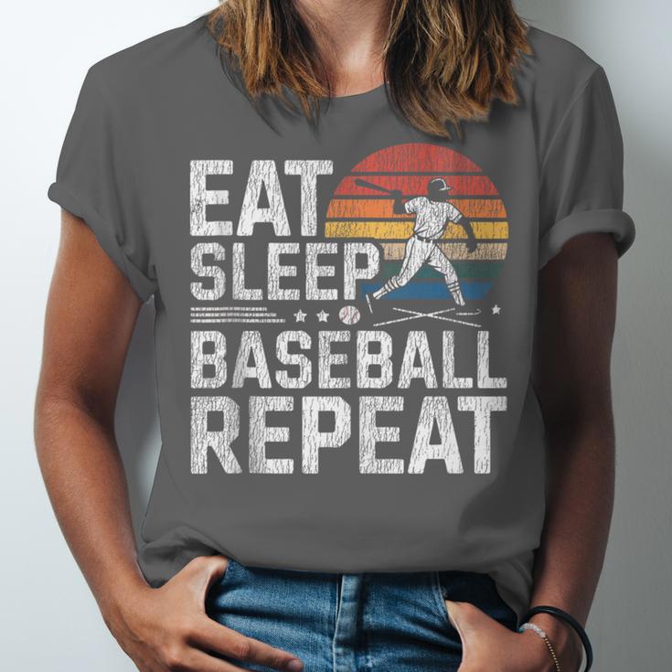 Baseball Fan Vintage Retro Eat Sleep Baseball Repeat Unisex Jersey T-Shirt