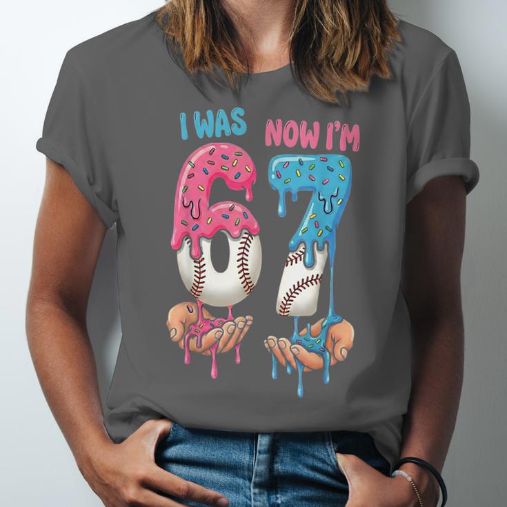 Baseball Ice Cream I Was 6 Now I'm 7 67 Birthday Boy Unisex Jersey T-Shirt Baseball Ice Cream I Was 6 Now I'm 7 67 Birthday Boy Unisex Jersey T-Shirt