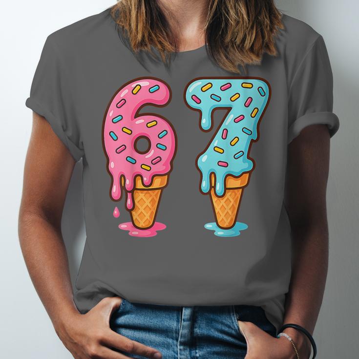 Baseball Ice Cream Drip 6 7 Kids 67 Birthday Unisex Jersey T-Shirt Baseball Ice Cream Drip 6 7 Kids 67 Birthday Unisex Jersey T-Shirt