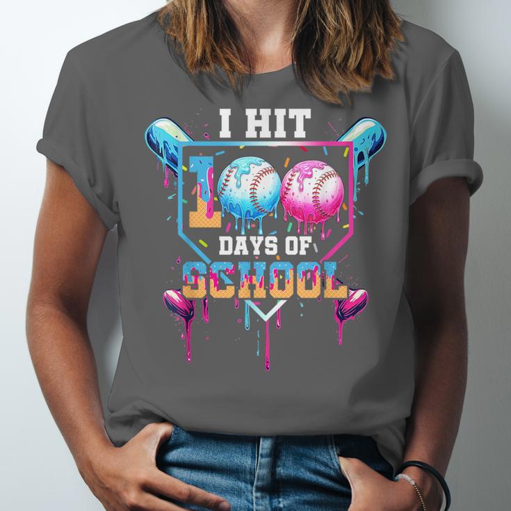 Baseball Ice Cream Drip I Hit 100 Days Of School Boys Kids Unisex Jersey T-Shirt Baseball Ice Cream Drip I Hit 100 Days Of School Boys Kids Unisex Jersey T-Shirt