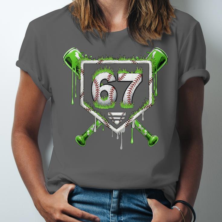 Baseball Ice Cream Drip Number 67 Player 67th Birthday Kids Unisex Jersey T-Shirt