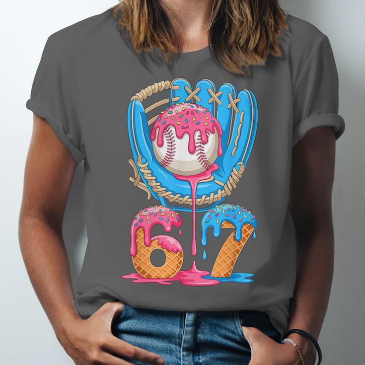 Baseball Ice Cream Drip Six Seven Gen Alpha Slang Meme 67 Unisex Jersey T-Shirt