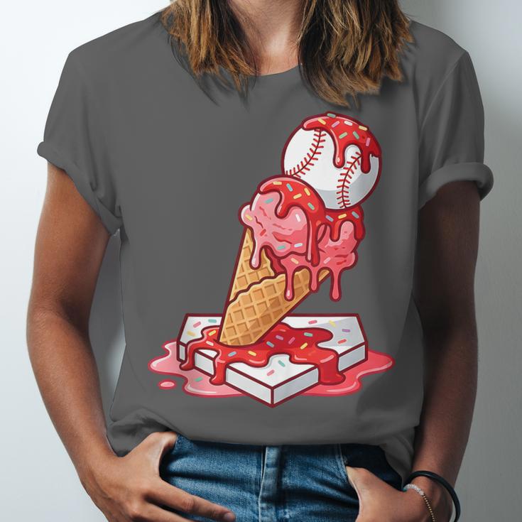 Baseball Ice Cream Drip Youth Strawberry Baseball Red Unisex Jersey T-Shirt Baseball Ice Cream Drip Youth Strawberry Baseball Red Unisex Jersey T-Shirt