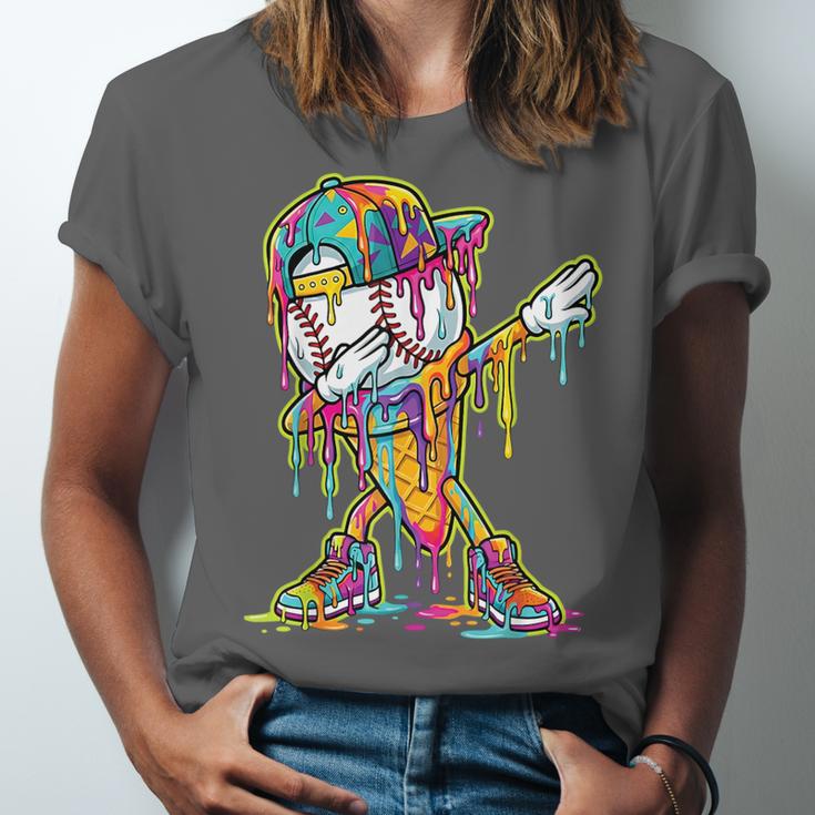 Baseball Ice Cream Dripping Dabbing Baseball Drip Unisex Jersey T-Shirt