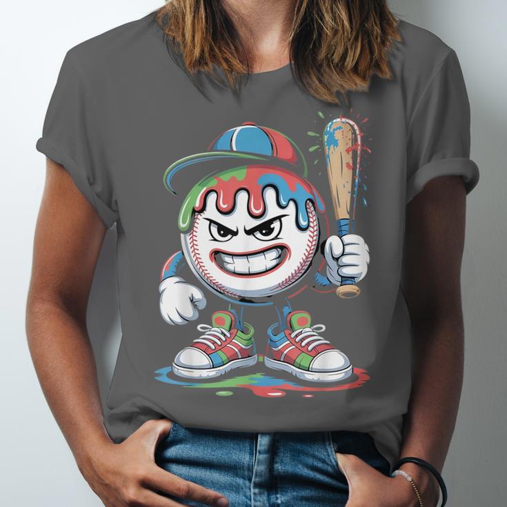 Baseball Mascot Attitude Graffiti Splash Bat Cap Unisex Jersey T-Shirt Baseball Mascot Attitude Graffiti Splash Bat Cap Unisex Jersey T-Shirt