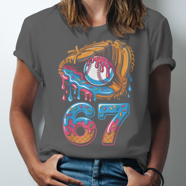 Baseball Player 67 Number 67th Sports Ice Cream Drip Unisex Jersey T-Shirt