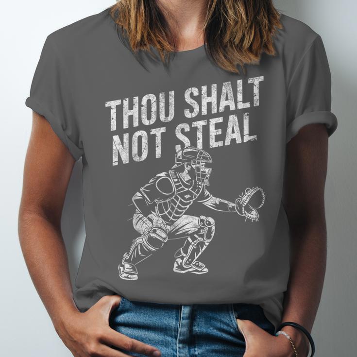 Baseball Player Catcher Thou Shalt Not Steal Coach Baseball Unisex Jersey T-Shirt