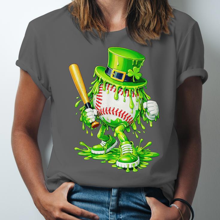 Baseball Player Ice Cream Drip Shamrocks St Patrick's Day Unisex Jersey T-Shirt