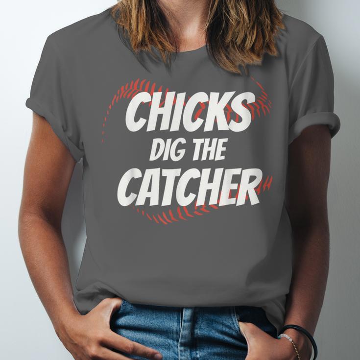 Baseball Seams Chicks Dig The Catcher Unisex Jersey T-Shirt Baseball Seams Chicks Dig The Catcher Unisex Jersey T-Shirt