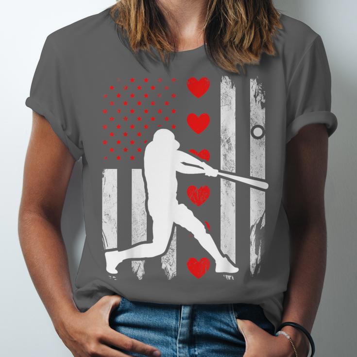 Baseball Silhouette Heart USA Flag Hearts American Boys Kids Unisex Jersey T-Shirt