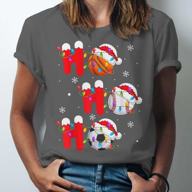 Basketball Baseball Soccer Christmas Ho Ho Ho Santa Xmas Unisex Jersey T-Shirt