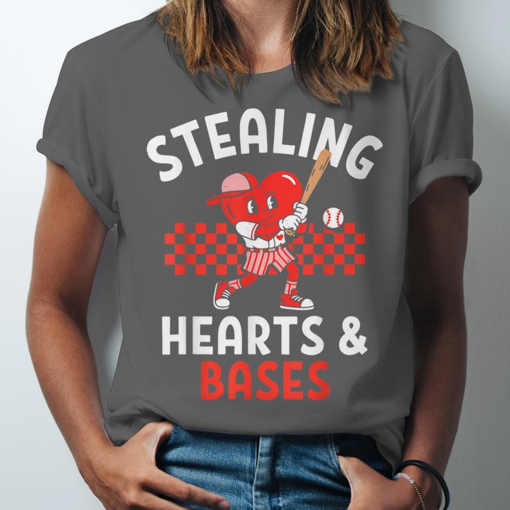 Boys Baseball Valentines Day Stealing Hearts Valentine Kids Unisex Jersey T-Shirt