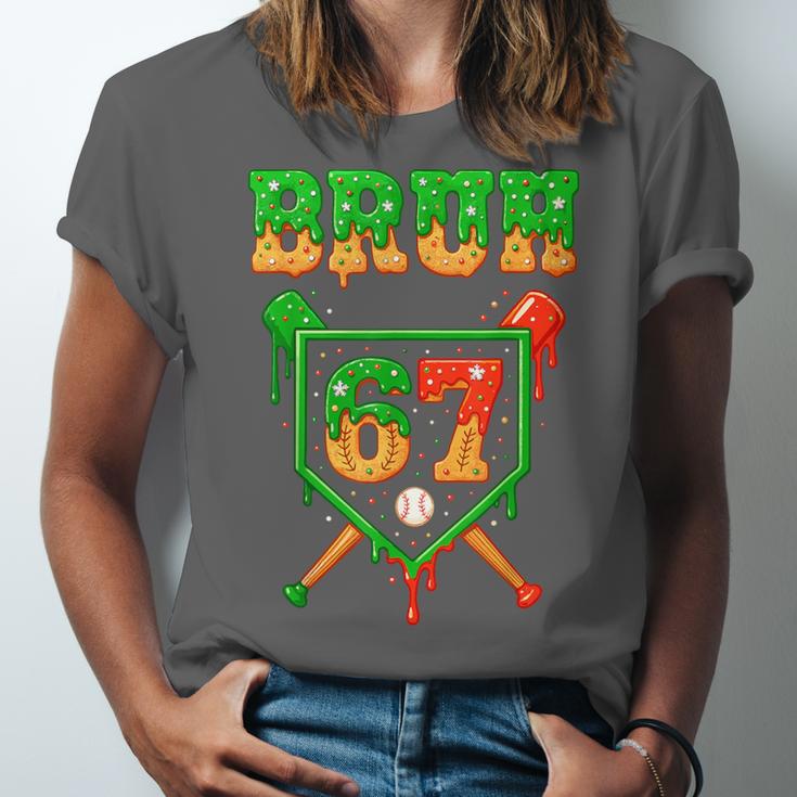 Bruh 67 Baseball Christmas Gingerbread Drip Number 67 Player Unisex Jersey T-Shirt Bruh 67 Baseball Christmas Gingerbread Drip Number 67 Player Unisex Jersey T-Shirt