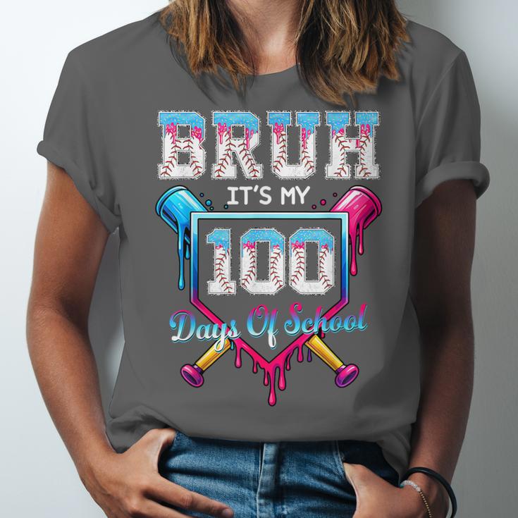 Bruh It's My 100 Days Of School Baseball Ice Cream Drip Boys Unisex Jersey T-Shirt