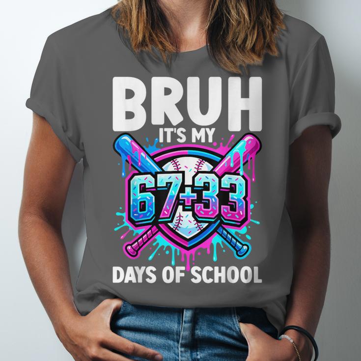 Bruh It's My 67 33 Days Of School Baseball 100 Days Smarter Unisex Jersey T-Shirt Bruh It's My 67 33 Days Of School Baseball 100 Days Smarter Unisex Jersey T-Shirt