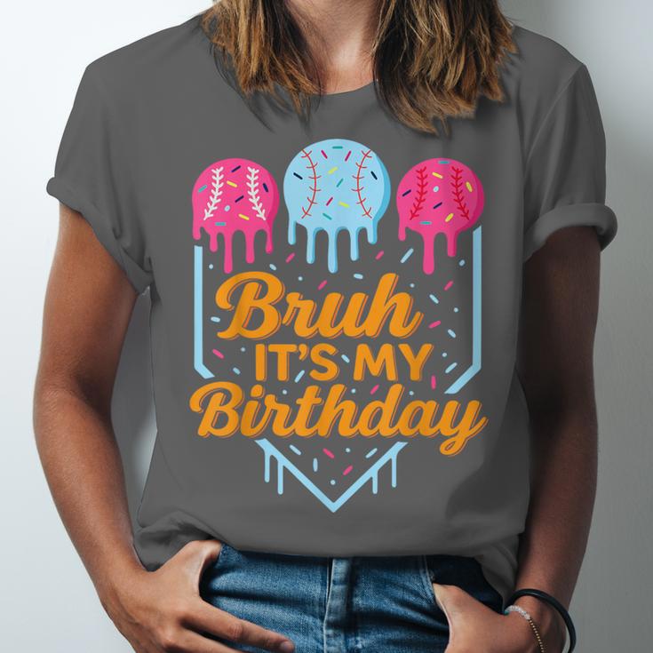 Bruh It's My Birthday Ice Cream Drip Baseball Birthday Unisex Jersey T-Shirt