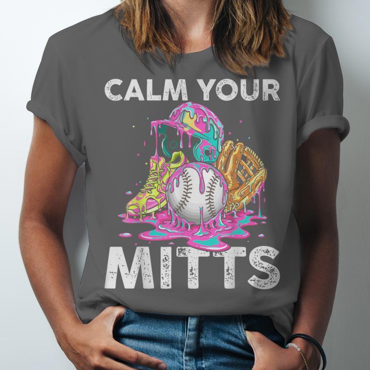 Calm Your Mitts Baseball Ice Cream Drip Crossed Bats Sport Unisex Jersey T-Shirt