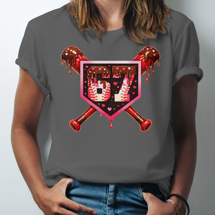 Chocolate 67 Drip Baseball Valentine Love Sports Unisex Jersey T-Shirt