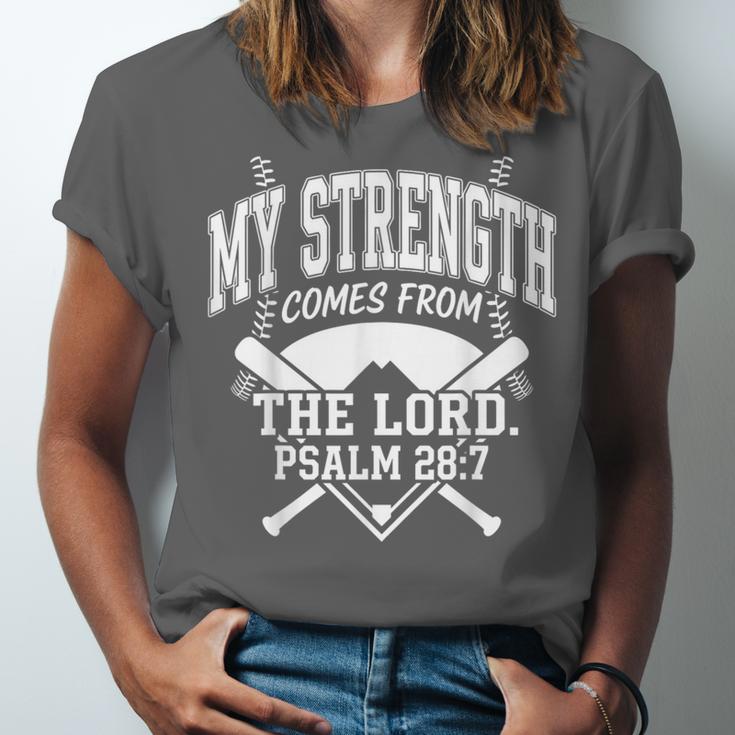 Christian Baseball My Strength Comes From The Lord Baseball Unisex Jersey T-Shirt