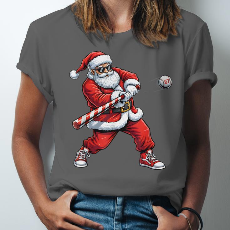 Christmas Baseball Player Santa Xmas Boys Men Toddler Unisex Jersey T-Shirt