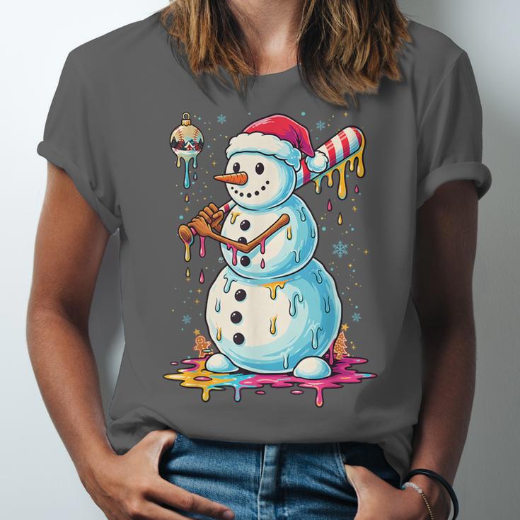 Christmas Baseball Snowman Drip For Boys Men Girls Women Unisex Jersey T-Shirt