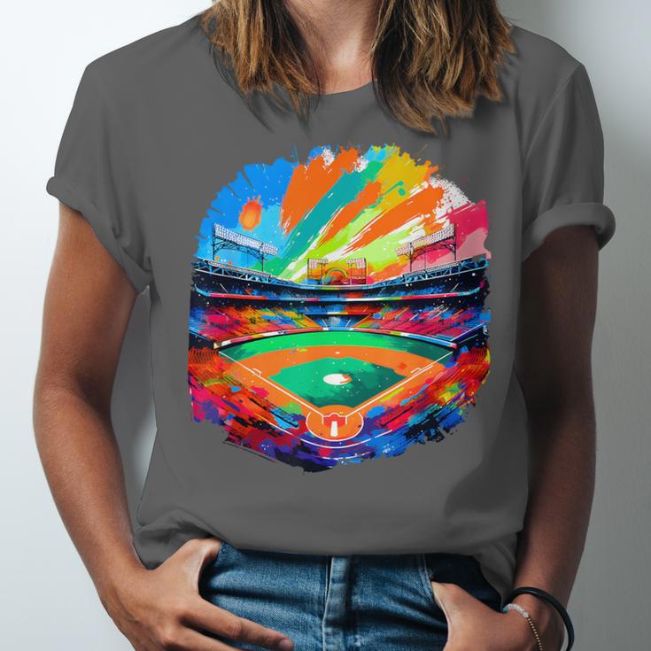 Colorful Baseball Field Home Run Baseball Player Fans Unisex Jersey T-Shirt Colorful Baseball Field Home Run Baseball Player Fans Unisex Jersey T-Shirt