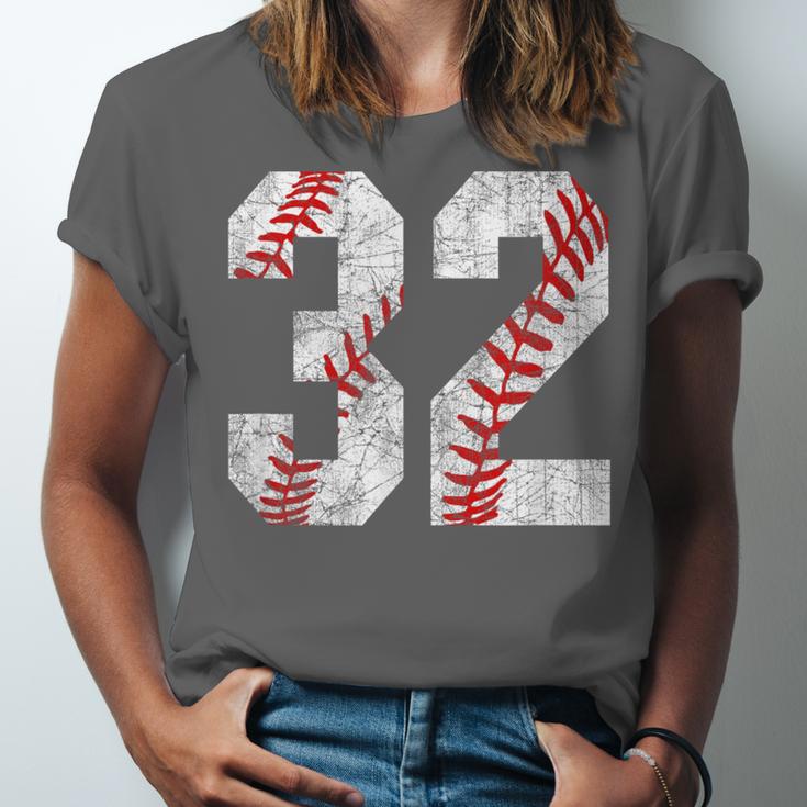 Distressed Baseball Number 32 Jersey Uniform Player Fan Unisex Jersey T-Shirt Distressed Baseball Number 32 Jersey Uniform Player Fan Unisex Jersey T-Shirt
