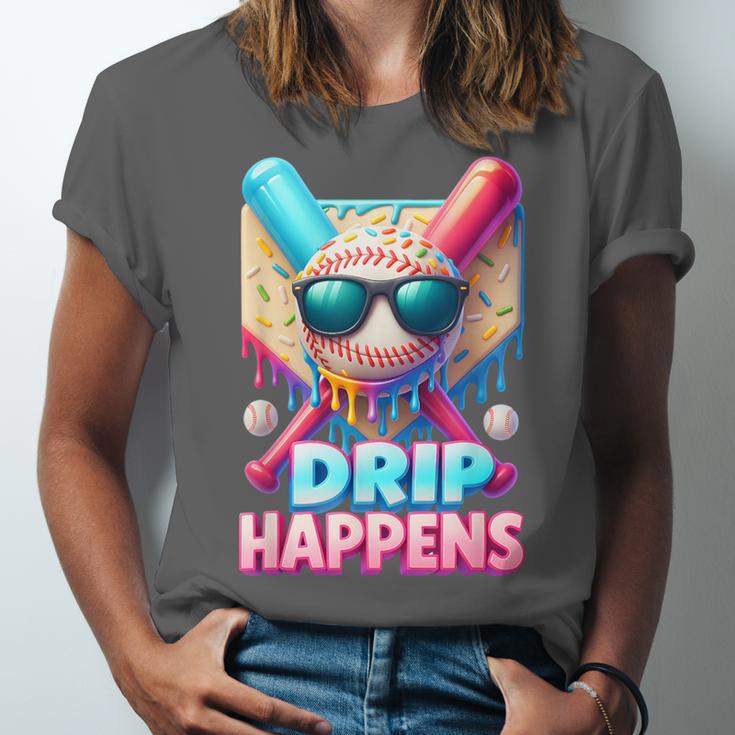 Drip Happens Baseball Ice Cream Bat And Ball With Sunglasses Unisex Jersey T-Shirt