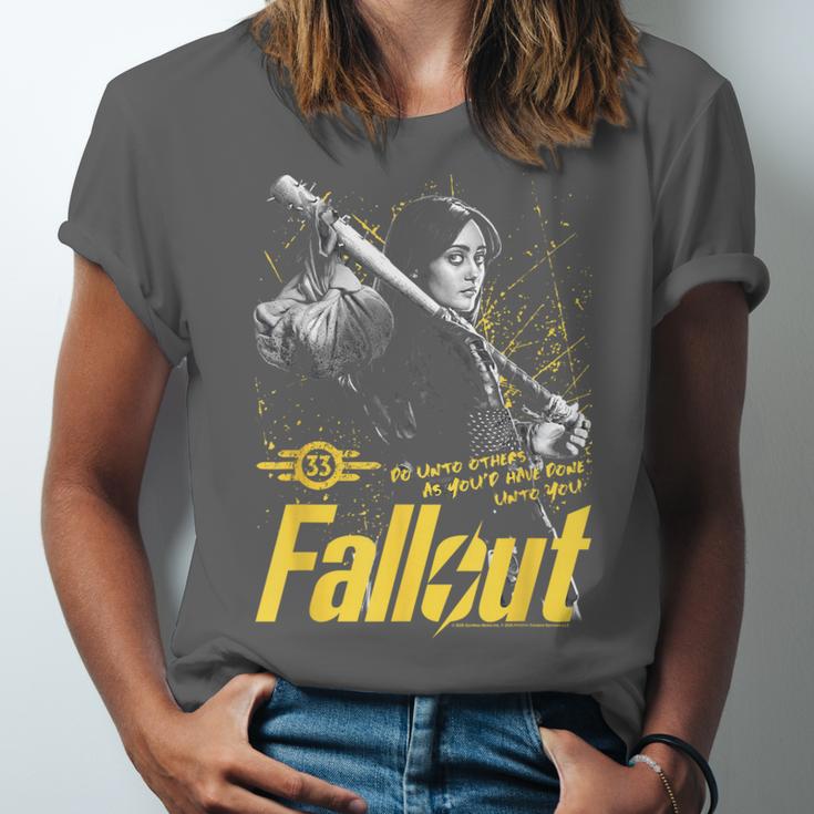 Fallout TV Series Lucy Do Unto Others Baseball Bat Gamer Unisex Jersey T-Shirt Fallout TV Series Lucy Do Unto Others Baseball Bat Gamer Unisex Jersey T-Shirt