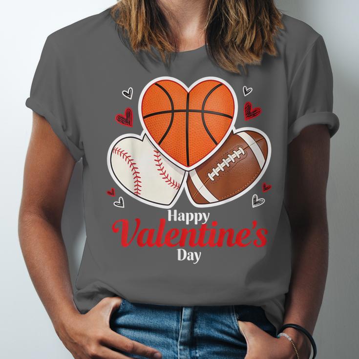 Happy Valentine’s Basketball Football Valentine Baseball Unisex Jersey T-Shirt