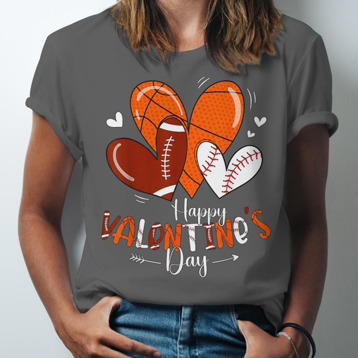 Happy Valentines Day Basketball Baseball Football Boys Unisex Jersey T-Shirt Happy Valentines Day Basketball Baseball Football Boys Unisex Jersey T-Shirt