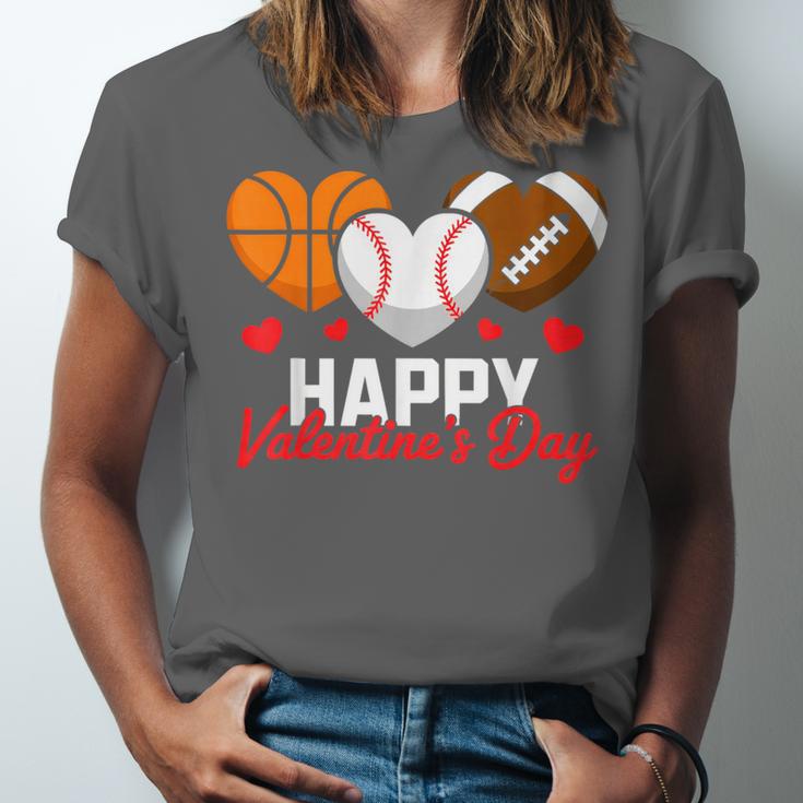 Happy Valentine’s Day Basketball Football Baseball Hearts Unisex Jersey T-Shirt