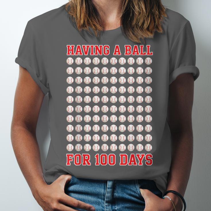 Having A Ball For 100 Days Of School 100th Baseball Unisex Jersey T-Shirt