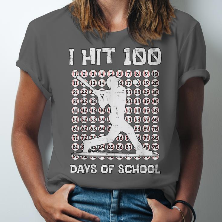 I Hit 100 Days Of School Baseball Player 100th Day Boys Kids Unisex Jersey T-Shirt
