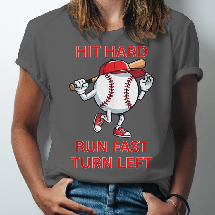 Hit Hard Run Fast Turn Left Baseball Player Unisex Jersey T-Shirt Hit Hard Run Fast Turn Left Baseball Player Unisex Jersey T-Shirt