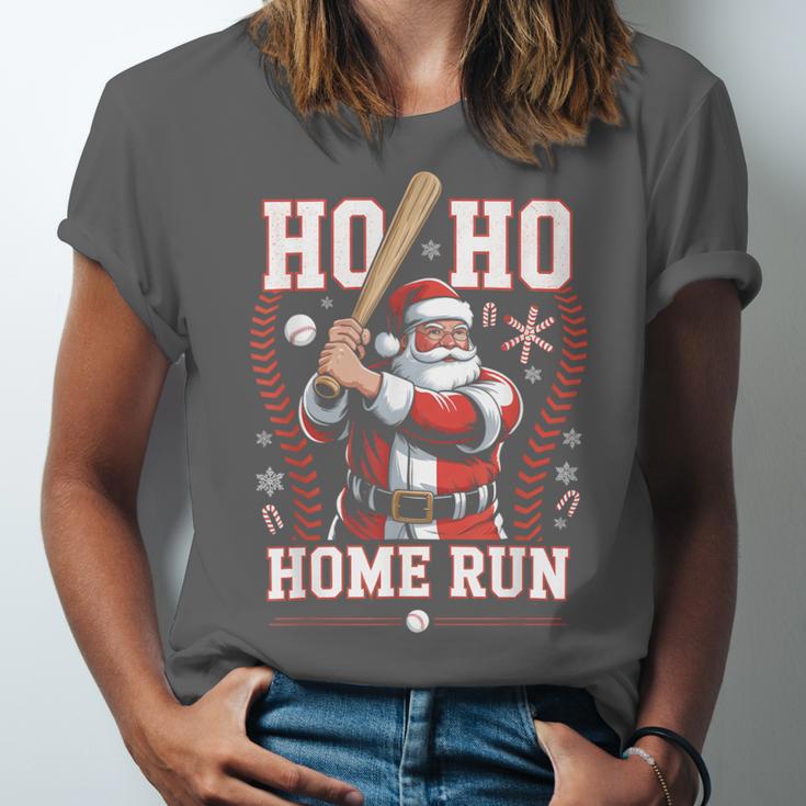 Ho Ho Home Run Baseball Christmas Holiday Sports Santa Unisex Jersey T-Shirt