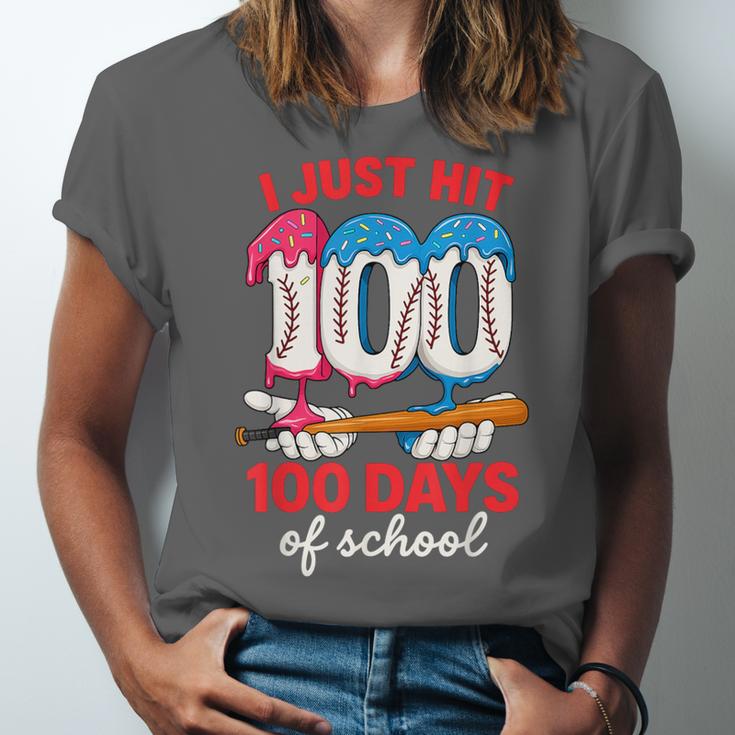 HUGvyn I Just Hit 100 Days Of School Baseball Ice Cream Boys Unisex Jersey T-Shirt HUGvyn I Just Hit 100 Days Of School Baseball Ice Cream Boys Unisex Jersey T-Shirt