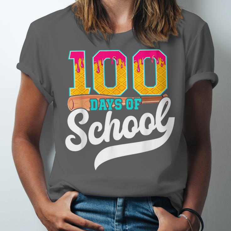 Ice Cream Drip 100 Days Of School Baseball Boys 100th Day Unisex Jersey T-Shirt