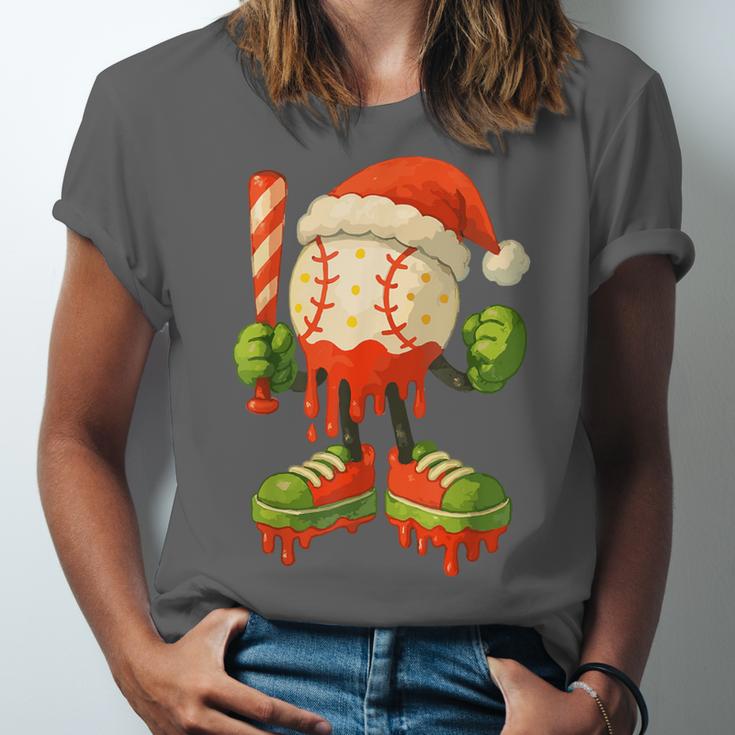Ice Cream Drip Baseball Christmas Baseball Drip Candy Cane Unisex Jersey T-Shirt Ice Cream Drip Baseball Christmas Baseball Drip Candy Cane Unisex Jersey T-Shirt