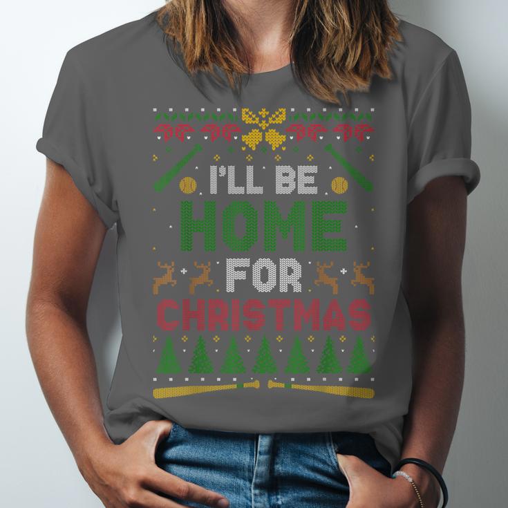I’Ll Be Home For Christmas Baseball Ugly Sweater Unisex Jersey T-Shirt
