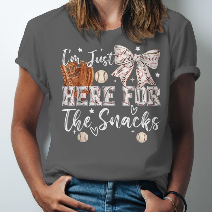 I'm Just Here For The Snacks Baseball Coquette Game Day Girl Unisex Jersey T-Shirt I'm Just Here For The Snacks Baseball Coquette Game Day Girl Unisex Jersey T-Shirt