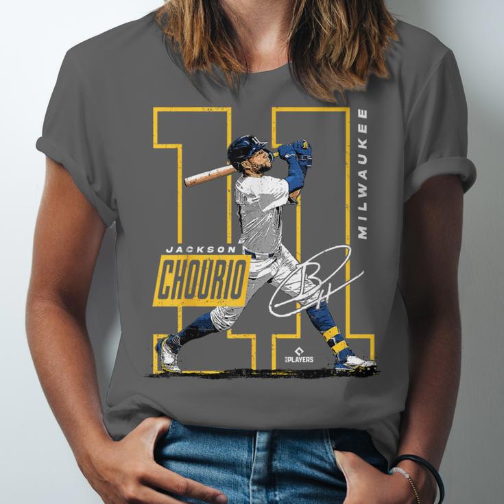 Jackson Chourio Milwaukee MLB Baseball Player MLBJCH202M Unisex Jersey T-Shirt Jackson Chourio Milwaukee MLB Baseball Player MLBJCH202M Unisex Jersey T-Shirt