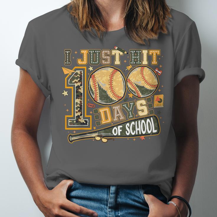 I Just Hit 100 Days Of School Camo Baseball Boy Kids Teacher Unisex Jersey T-Shirt
