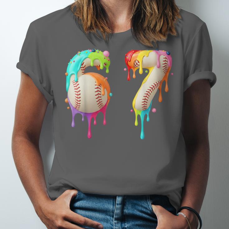 Kids Meme 67 Number Six 6 Seven 7 Ice Cream Drips Baseball Unisex Jersey T-Shirt Kids Meme 67 Number Six 6 Seven 7 Ice Cream Drips Baseball Unisex Jersey T-Shirt