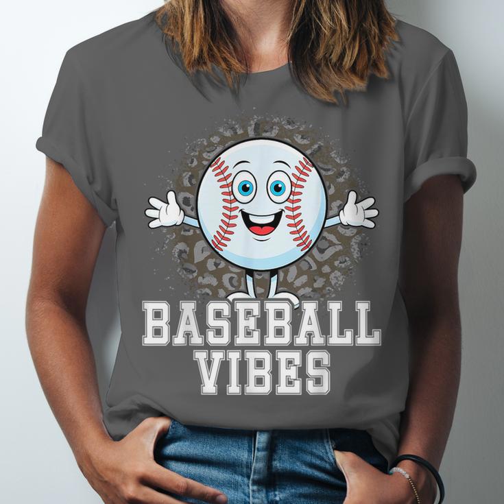 Leopard Baseball Vibes Game Day Softball Life Mom Unisex Jersey T-Shirt