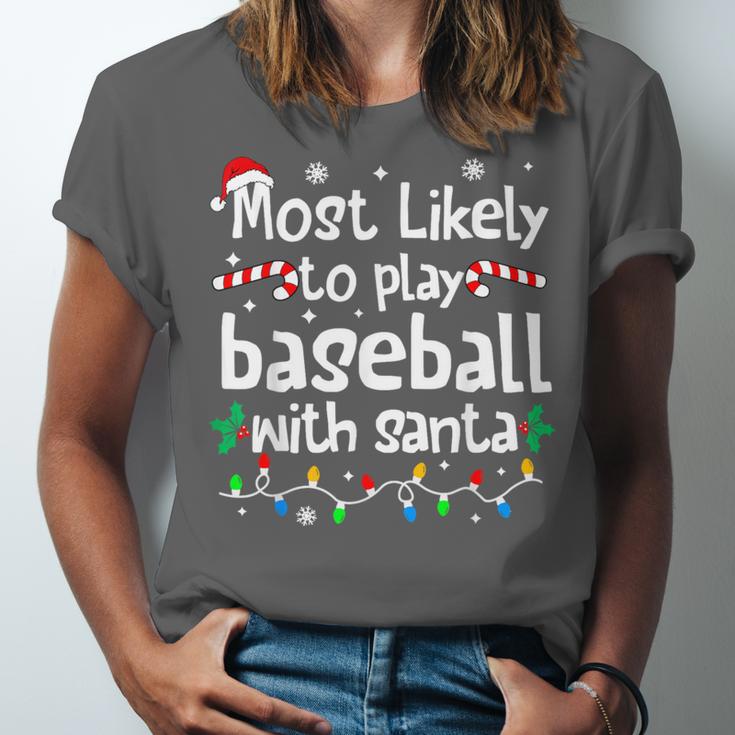 Most Likely To Play Baseball With Santa Christmas Matching Unisex Jersey T-Shirt Most Likely To Play Baseball With Santa Christmas Matching Unisex Jersey T-Shirt